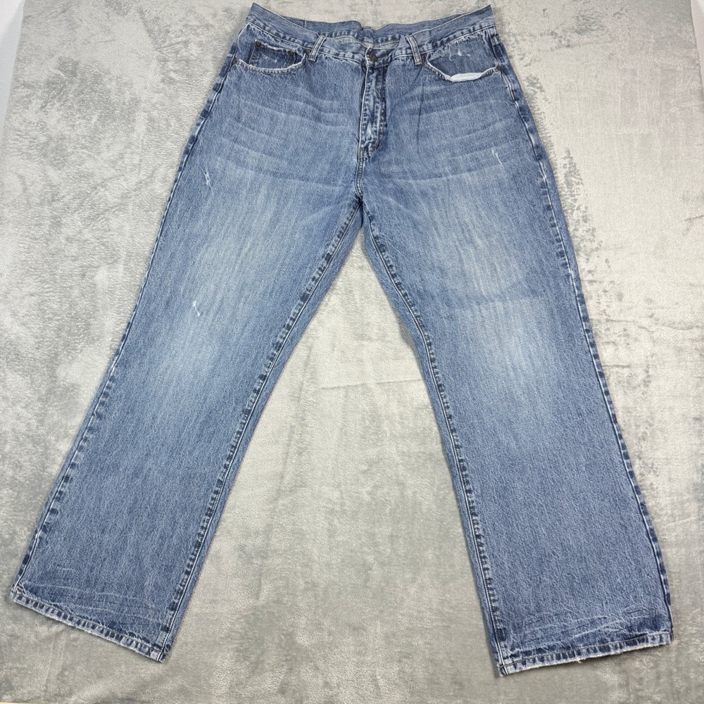 Flyp Jeans Mens 38x32 Wide Leg Denim Jeans Medium Wash Distressed Baggy Y2K